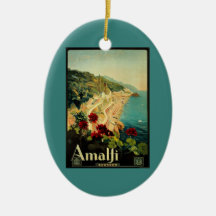 Poster del viaje del vintage, costa costa de Amalf Adornos