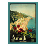 Poster del viaje del vintage, costa costa de Amalf Comunicado Personal