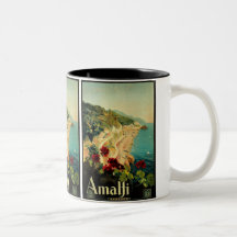 Poster del viaje del vintage, costa costa de Amalf Taza De Café