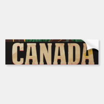 Poster del viaje del vintage de Canadá Etiqueta De Parachoque