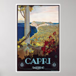 Poster del viaje del vintage de Capri, Italia
