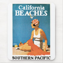 Poster del viaje del vintage de las playas de Cali Tapete De Ratón