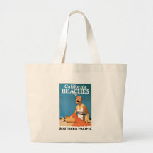Poster del viaje del vintage de las playas de Cali Bolsas