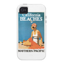 Poster del viaje del vintage de las playas de Cali iPhone 4/4S Funda