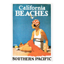 Poster del viaje del vintage de las playas de Cali Invitaciones Personalizada
