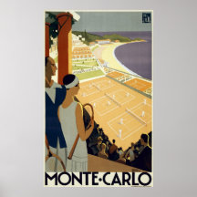 Poster del viaje del vintage de Monte Carlo Mónaco