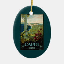 Poster del viaje del vintage, isla de Capri, Itali Ornamente De Reyes