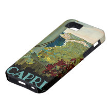 Poster del viaje del vintage, isla de Capri, Itali iPhone 5 Protectores