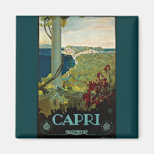 Poster del viaje del vintage, isla de Capri, Itali Imán De Frigorífico