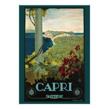 Poster del viaje del vintage, isla de Capri, Itali Anuncios
