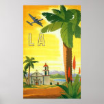 Poster del viaje del vintage, Los Ángeles, Califor