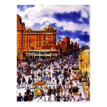 Poster del viaje del vintage para la postal de Atl