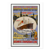 Poster del viaje del vintage para la postal de Nue