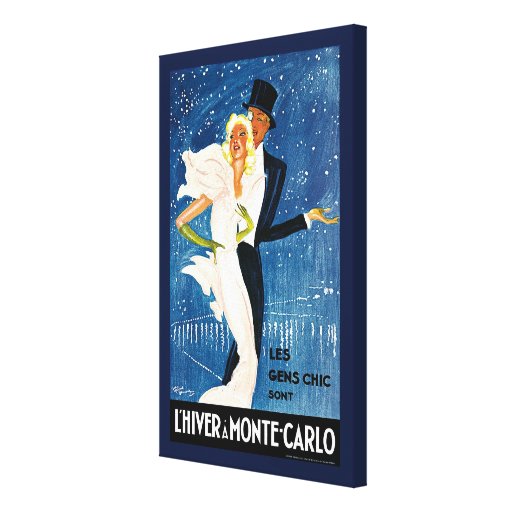 Poster del viaje del vintage, romance Monte Carlo  Impresion En Lona