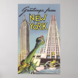 Poster del viaje del vintage, señales de New York 