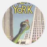 Poster del viaje del vintage, señales de New York  Etiqueta