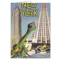Poster del viaje del vintage, señales de New York  Tarjeta