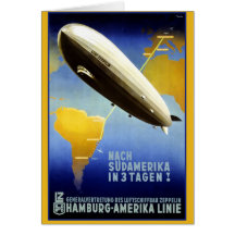 Poster del vintage de un dirigible tarjeta