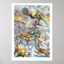 Poster detallado radical del dibujo animado del es