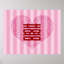 Poster doble chino del boda de la felicidad