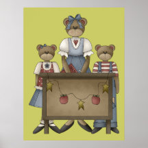 Poster e impresión del oso de peluche de la escuel