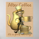 Poster enojado del sombrerero del amante del café