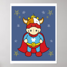 Poster estupendo de la vaca del bebé