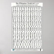 Poster etíope del Amharic del alfabeto de Fidel Fe