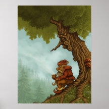 poster feliz de la fantasía del árbol