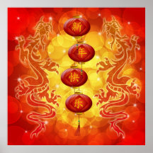 Poster feliz de las linternas chinas y de los drag