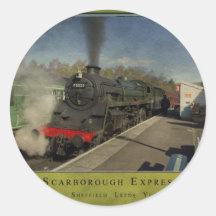 Poster ferroviario viejo pegatinas redondas