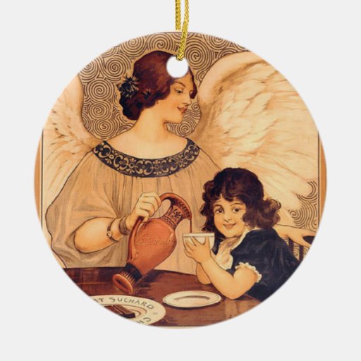 Poster francés del caramelo del vintage del ángel  adornos de navidad