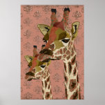 Poster glamoroso del arte de las jirafas de Rosa