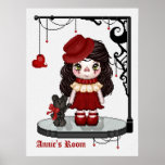 Poster gótico rojo de la muñeca del amor (a partir
