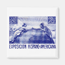 Poster hispanoamericano de la expo 1915 imán de nevera
