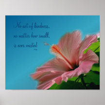 Poster inspirado del hibisco de la amabilidad rosa