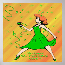 Poster irlandés de la muchacha del día de St Patri