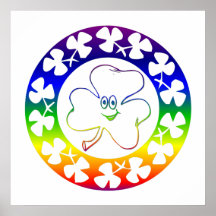 Poster irlandés sonriente del trébol del arco iris