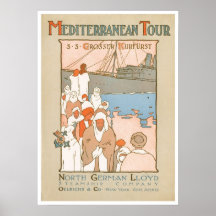 Poster mediterráneo alemán del anuncio del viaje