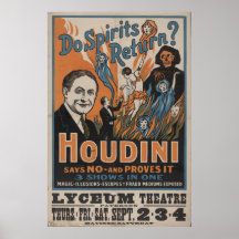 Poster mentalista del VODEVIL de Harry HOUDINI