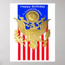 Poster militar de la tarjeta de cumpleaños de WWII