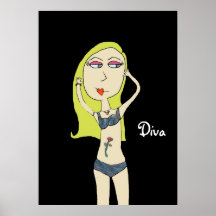 Poster modelo de la diva del bikini