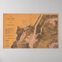 Poster náutico 1914 de la carta del puerto superio