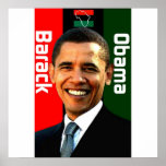 Poster negro de Obama y verde rojo