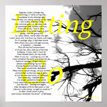 Poster negro y amarillo del poema que deja