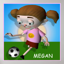 Poster personalizado del chica del niño del fútbol