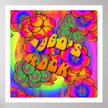 poster psicodélico del flower power de la roca de 