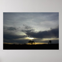 Poster-Puesta del sol sobre los robles en Paso Rob