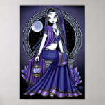 Poster púrpura de la hada de la sari de la luna de
