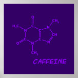 Poster púrpura de la molécula del cafeína